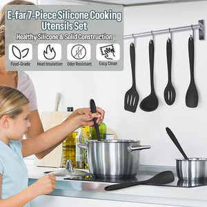 6pcs Kitchen Utensil Set Silicone Black Non-stick