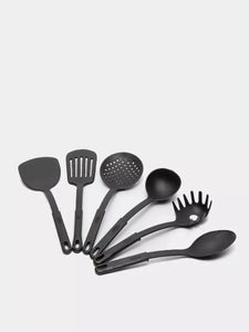 6pcs Kitchen Utensil Set Silicone Black Non-stick